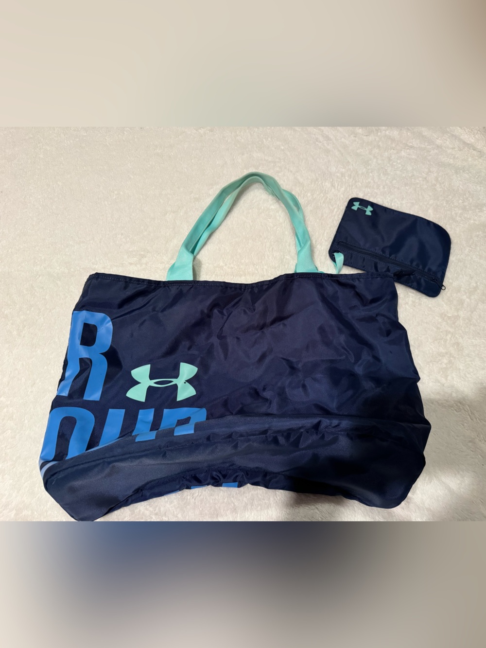 Under Armour Navy & Aqua Lightweight Tote with Pouch